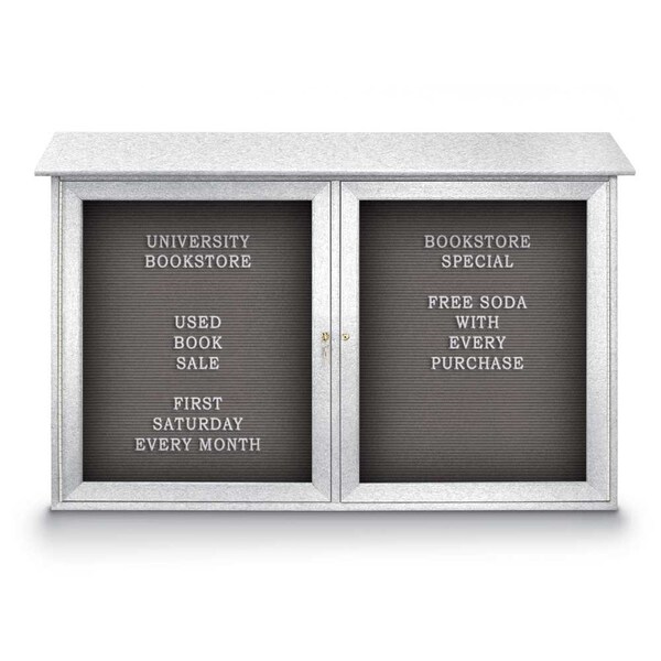 Indoor Enclosed Combo Board, 48"x36", Satin Frame/Grey & Black